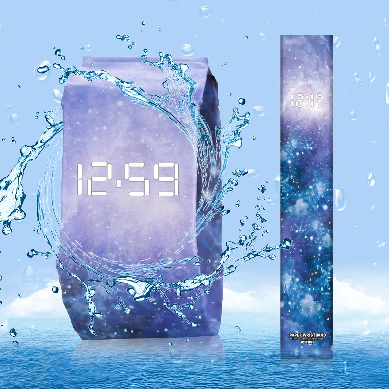 Часы наручные Немецкие черные с технологией бумажные для студентов цифровые