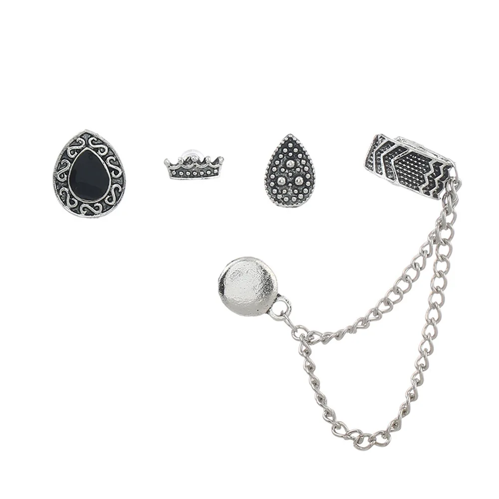 Винтажный набор серьги богемные Ретро стиль четыре части Корона капли воды цепи