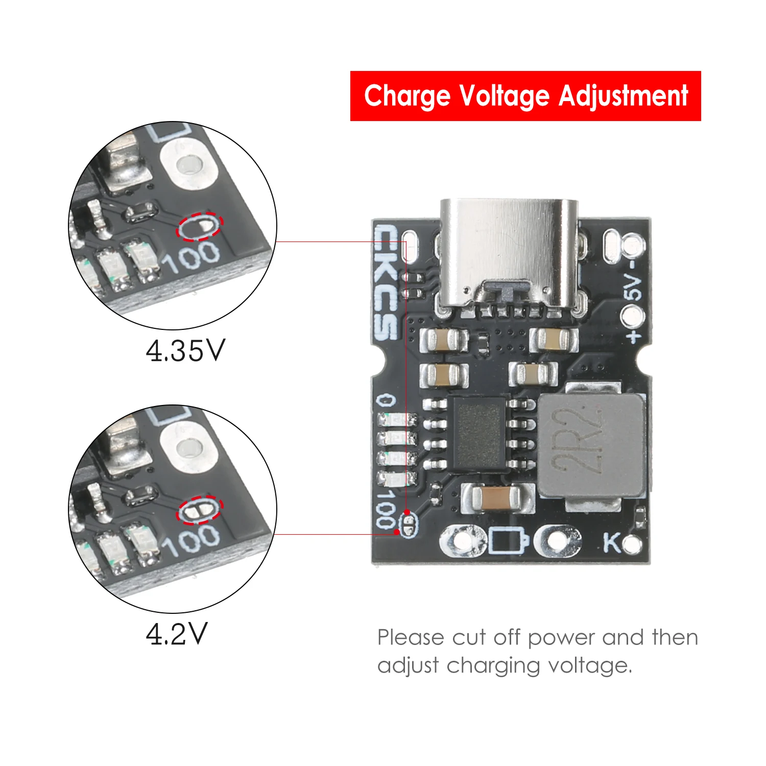 

5V 2A Lithium Battery Charging Board Type-C Input with Female Charging Module Type-C Charge Module for Electronic DIY
