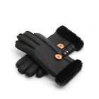 Зимние плотные перчатки из овечьего меха 2021, женские теплые перчатки из натуральной кожи с овечьим мехом, женские перчатки с пальцами, утепленные фирменные перчатки