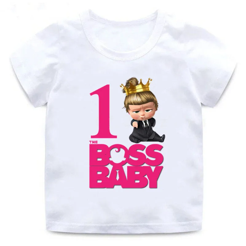 

1st Boss Baby Birthday Kids Girl T-shirt Baby Girls T Shirt Kids 1st 2nd 3 4 Year Party Top Number Tees Children Clothes