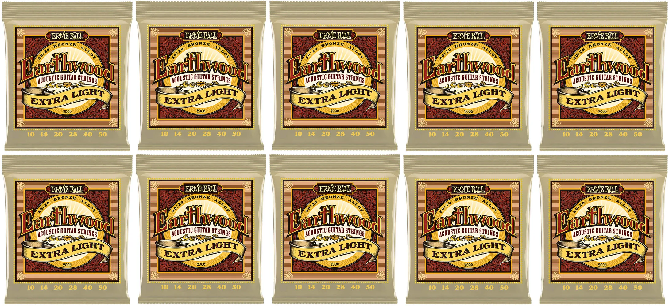 10 шт./упаковка струны для акустической гитары EniBall Earthwood 80/20 Из бронзового сплава |