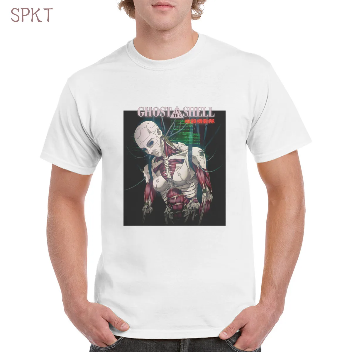 

100% cotton kawaii cartoon anime tees Japanese anime Ghost in the Shell t shirt gothic punk oversized tops women/men's T-Shirts