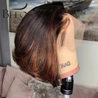 180% короткие парики блестящего цвета, парики из человеческих волос с застежкой 4*4, предварительно выщипанные отбеленные узлы, бразильские волосы без повреждений