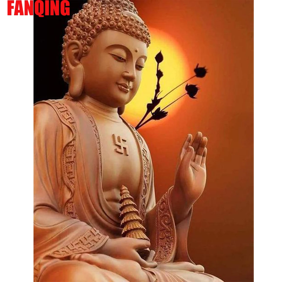 

Алмазная картина Стразы с религиозными мотивами, полноразмерная Алмазная вышивка Будда 5D, картина «сделай сам», вышивка крестиком, домашни...