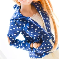 bjd doll clothing is suitable for 13 sd dd size blue peach polka dot coat with cap zipper casual wear elbow sleeve design