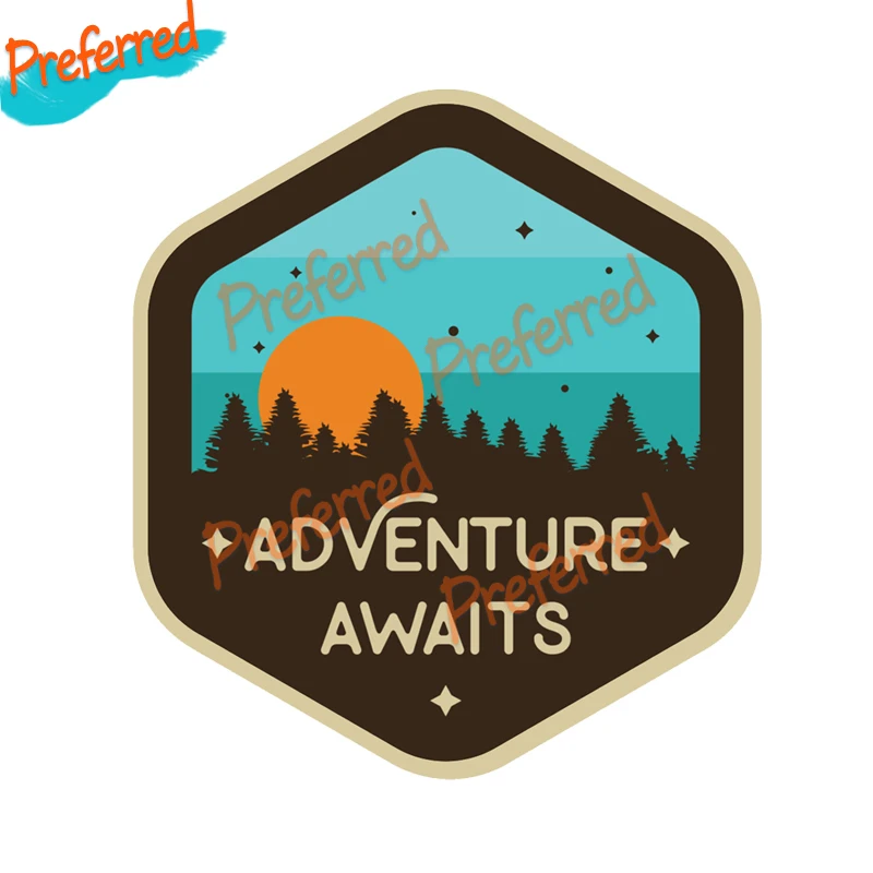 

Adventure Awaits Sunset Camping Travel Decal PVC Creative Decal Motocross Racing Laptop Helmet Trunk Wall Vinyl Car Sticker