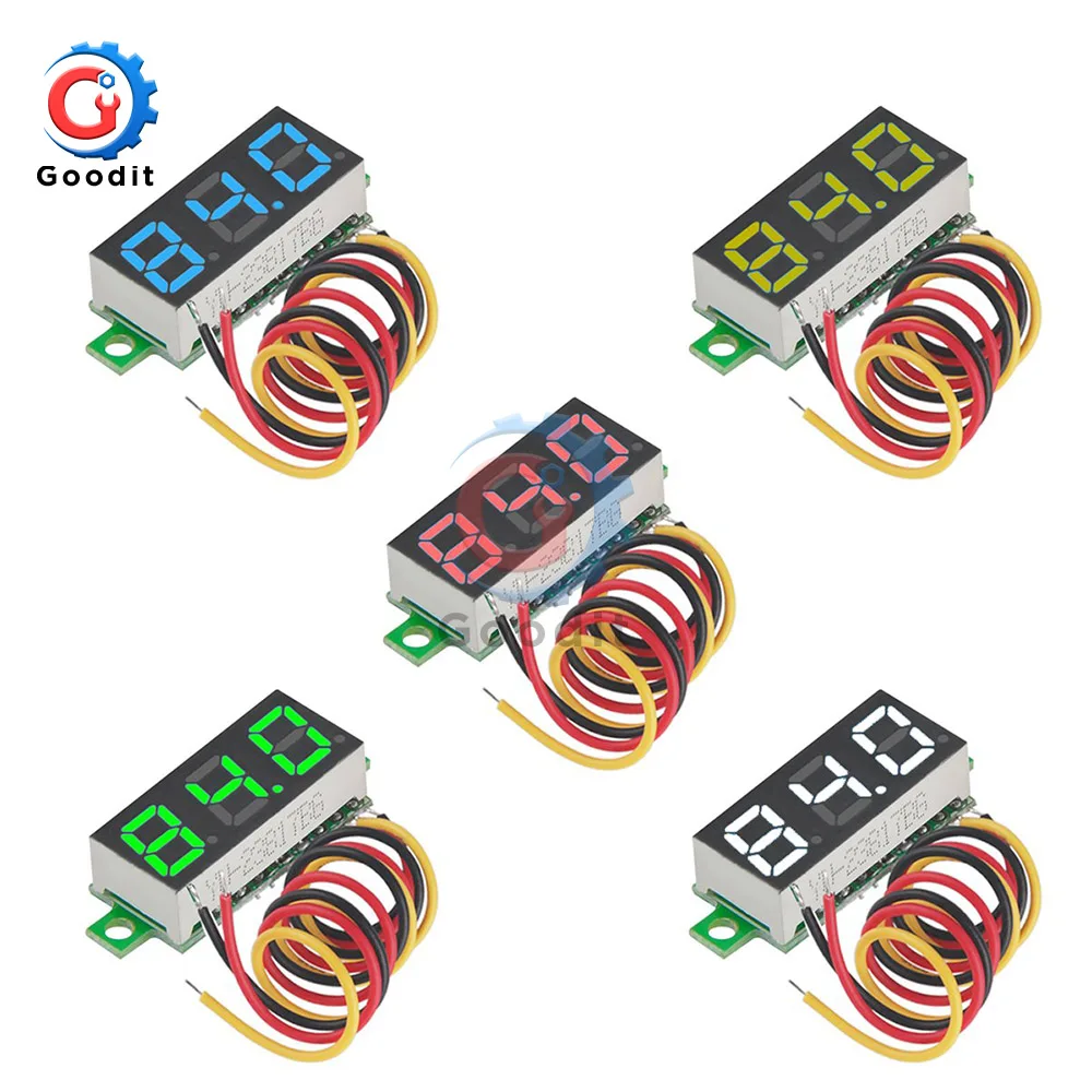 DC 0-100V светодиодный Дисплей цифровой мини-датчик напряжения постоянного тока Вольтметр 3-жильный Панель вольтметр 0,28 дюймов детектор монитор инструменты