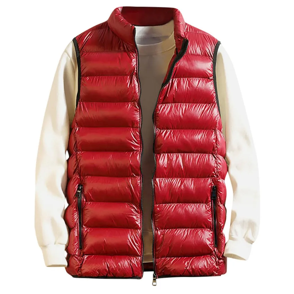Мужской однотонный жилет на молнии пуховое пальто верхняя одежда теплый для