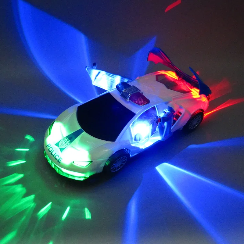Детская светодиодная электрическая машинка Полицейская игрушка вращающиеся на