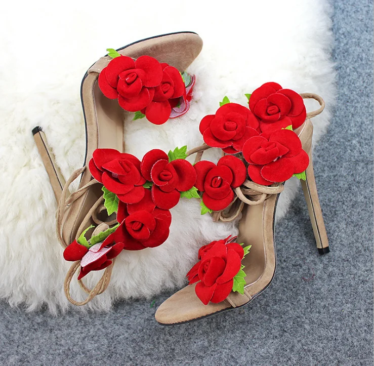

2021 New Summer Comfortable Rose Color Ankle Cross Strap High Heels Women Sandals Open Toe Sexy Party Ladies Sandals