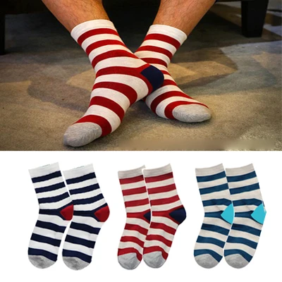 

2pair Men's Long Socks Colorful Striped Comfortable Cotton Warm Thick Autumn Winter Knit Socks Male Hip Hop Crew Business Socks