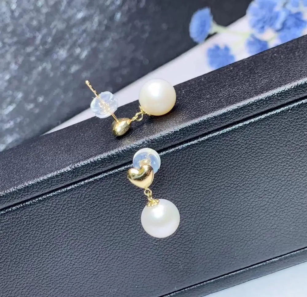 

shilovem 18k yellow gold Natural freshwater pearls Drop Earrings fine Jewelry women trendy anniversary gift myme7-7.5888zz