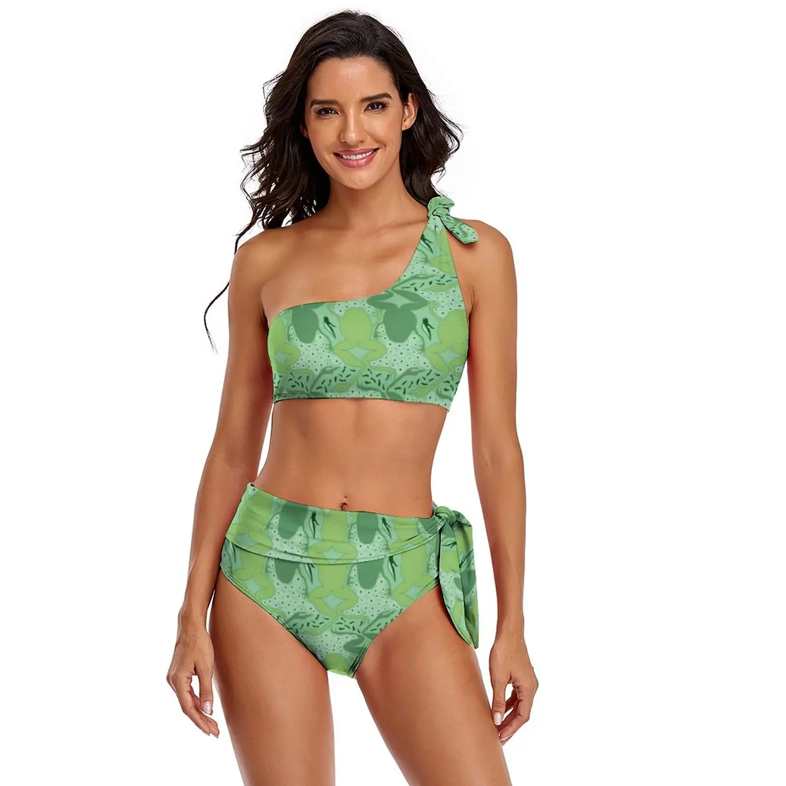 

Frog Bikini Swimsuit Tie Side Wholesale Two Piece Swimwear Big Chest Hot Surfing Bathing Suit