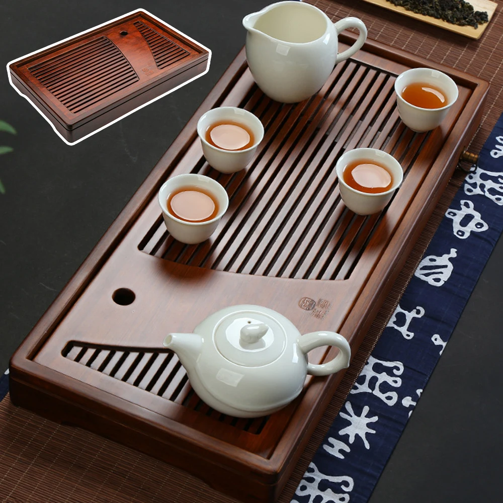 

Прямоугольный чайный набор-чайный поднос из натурального бамбука-дренажный поднос для хранения воды чайный столик китайская чайная чашка ...