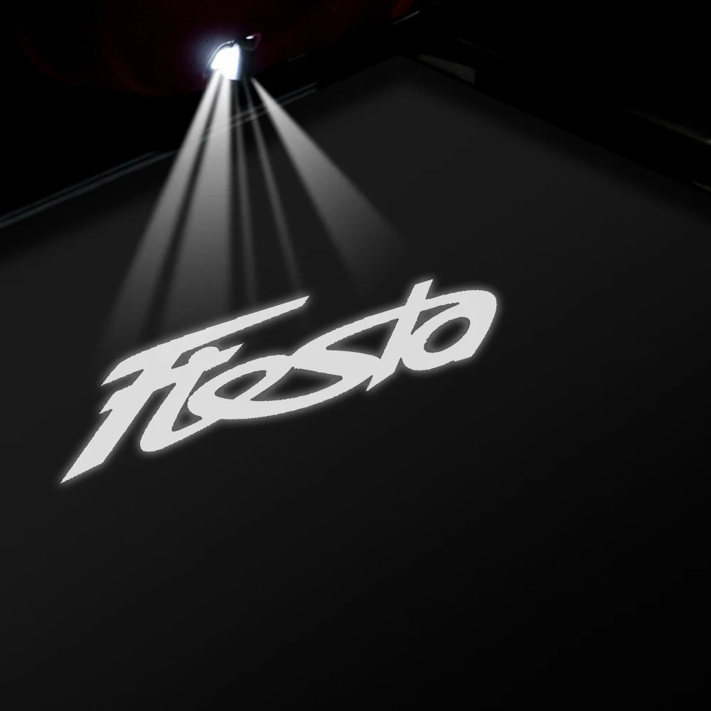 2 шт. для Ford Fiesta 5 6 7 MK5 MK6 MK7 2022 2021 2020 2019 2018 2017 2016 беспроводной светодиодный Автомобильный Дверной фонарь наклейка эмблема аксессуары