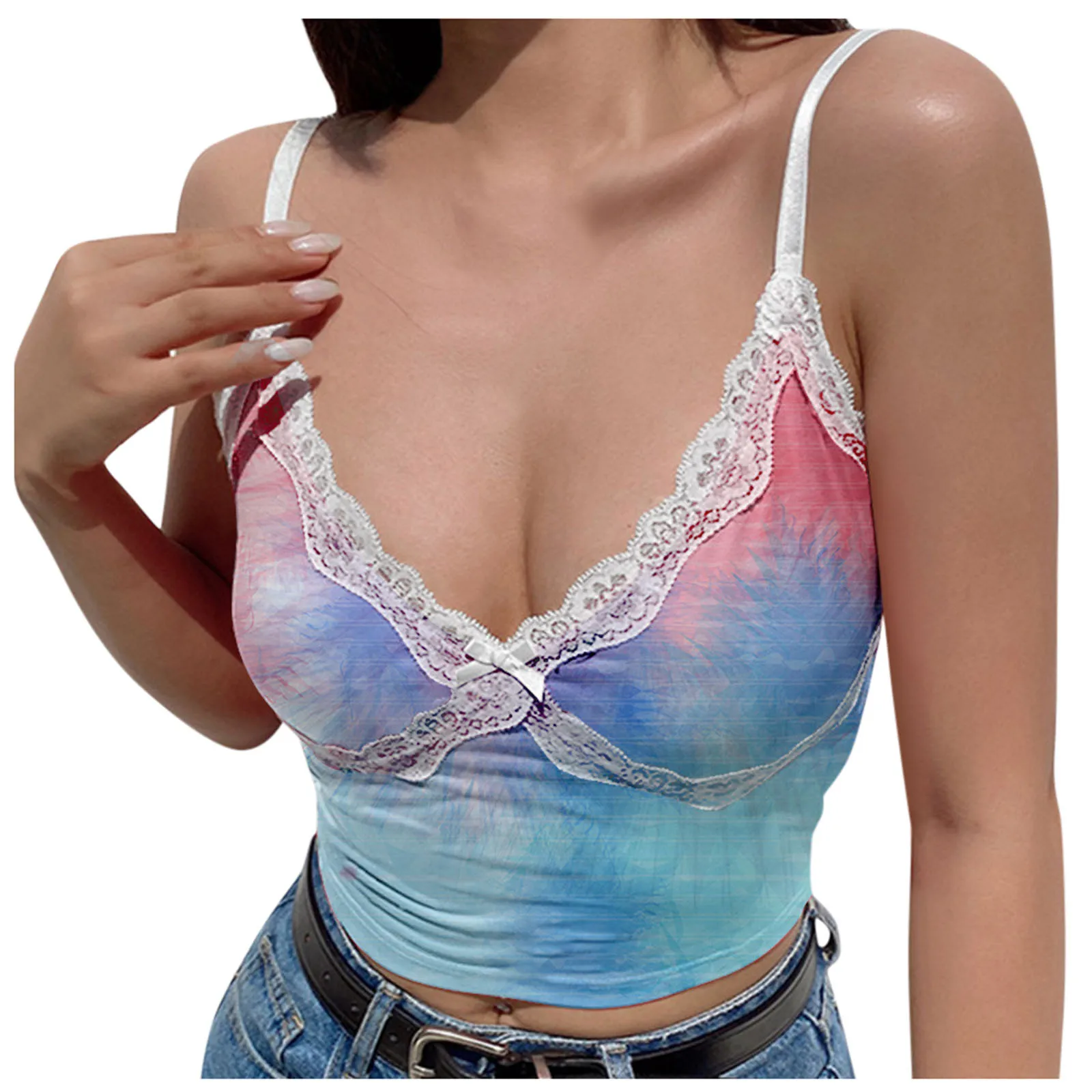 

Women's Sleeveless Printed Sling Comfortable Sexy V-neck Top Tops