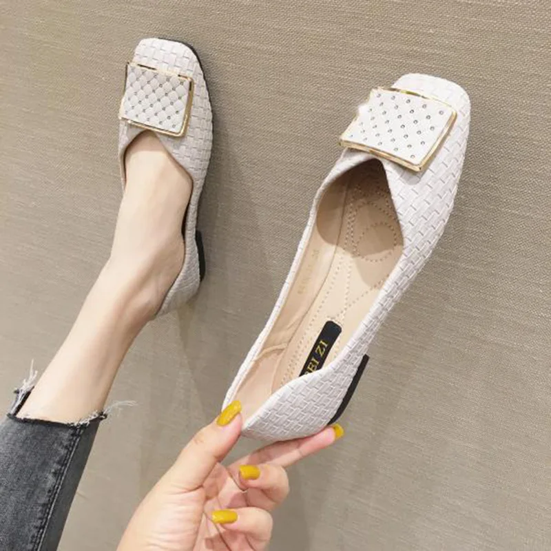 

2020 Fashion Flats for Women Shoes Slip-on Boat Shoes Office Ladies Footwear Black White A2779