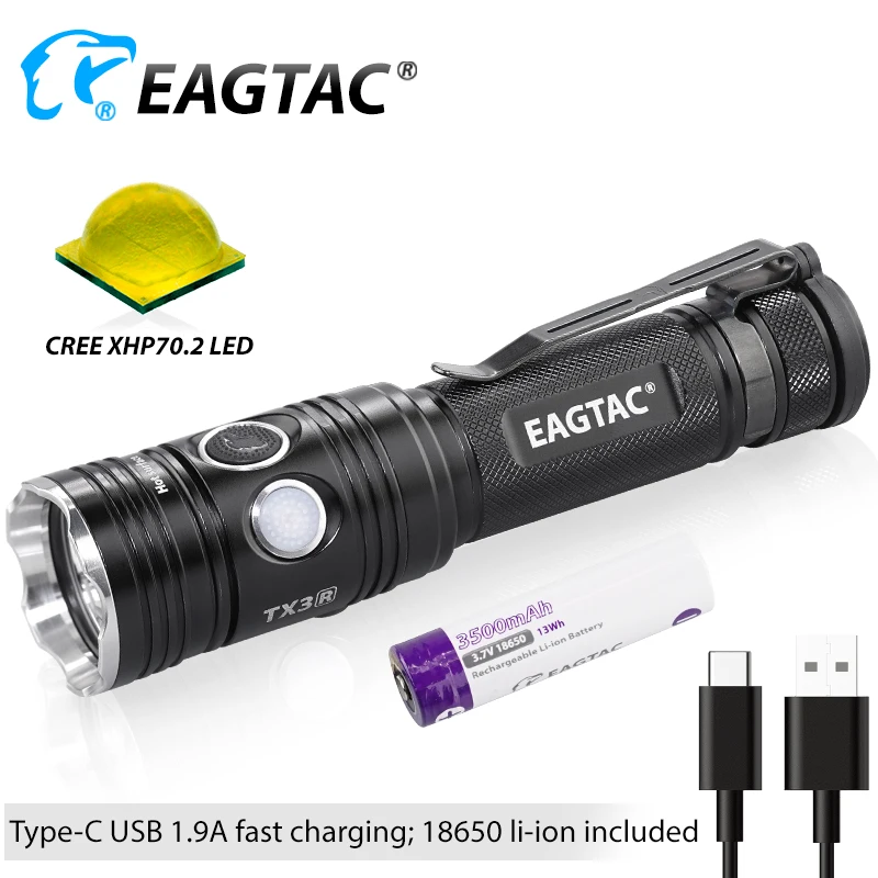 Светодиодный фонарик EAGTAC TX3L PRO мощный супер-яркий 3000 люмен USB Перезаряжаемый