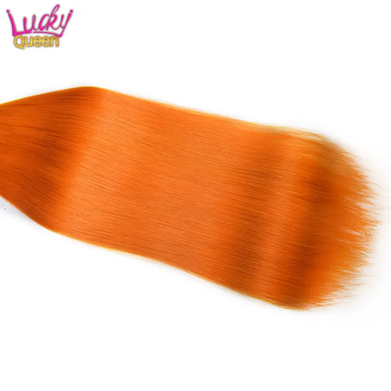 

Brazilian Straight Hair Bundles With Closure Brown Orange Colored Human Hair 3 Bundles With Lace Closure Lucky Queen Remy Hair