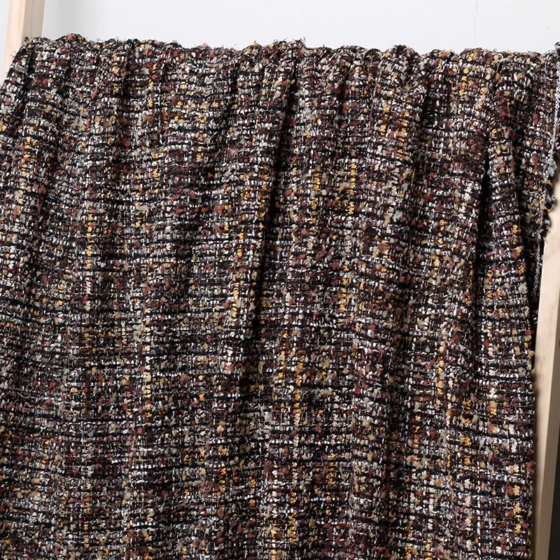 Кофейного цвета твидовая шерсть и полиэстер стиль материалы для одежды осенняя