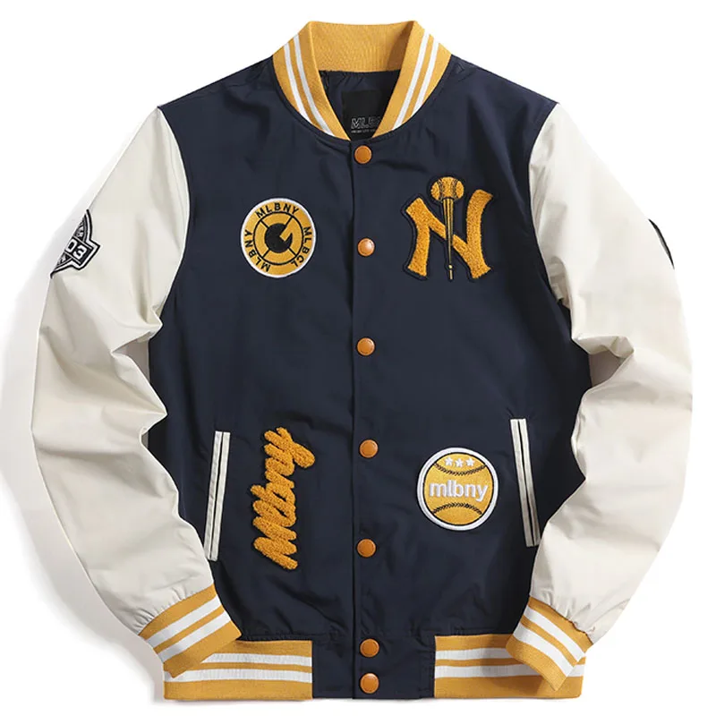 Мужская бейсбольная куртка с вышивкой уличная одежда пушистая надписью весна 2021