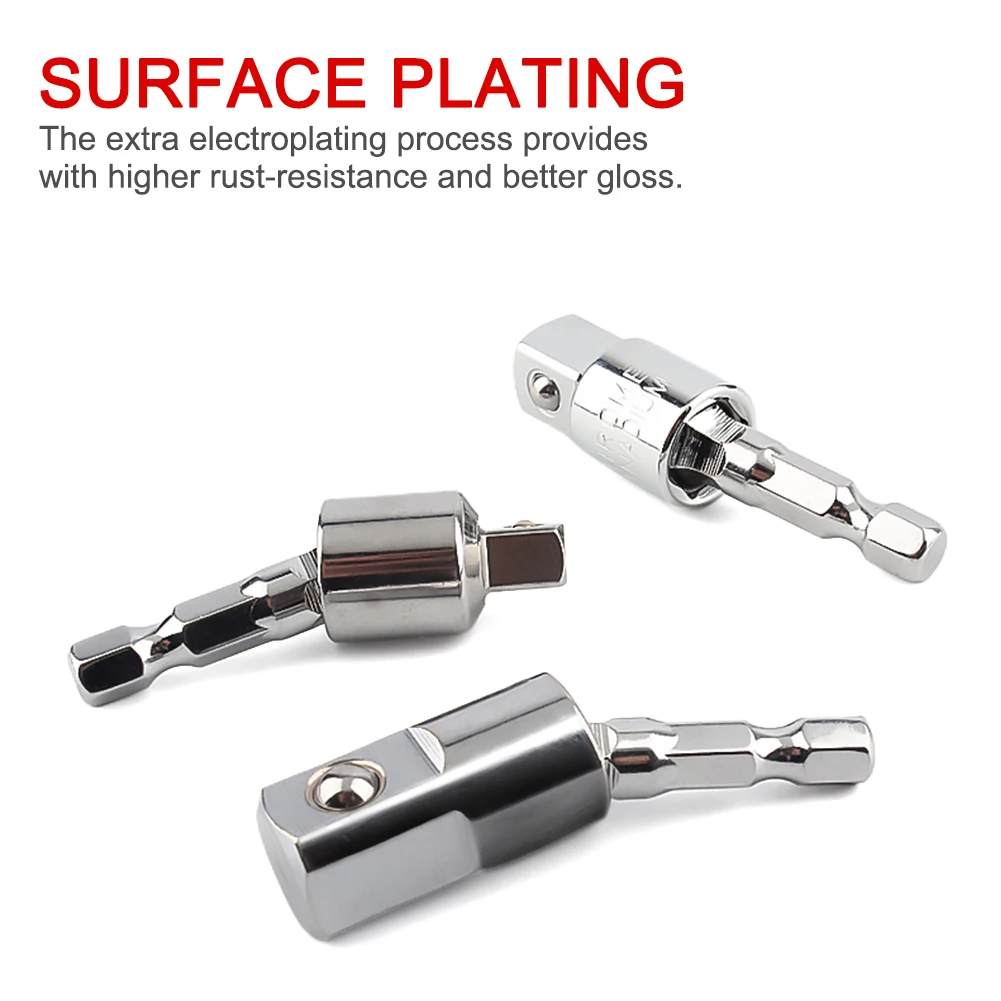 

3pcs/set Hex Shank Sleeve Power Drill Sockets Adapter Bar Tools Extension Impact Driver Rod Converter 360 Rotatable Connection