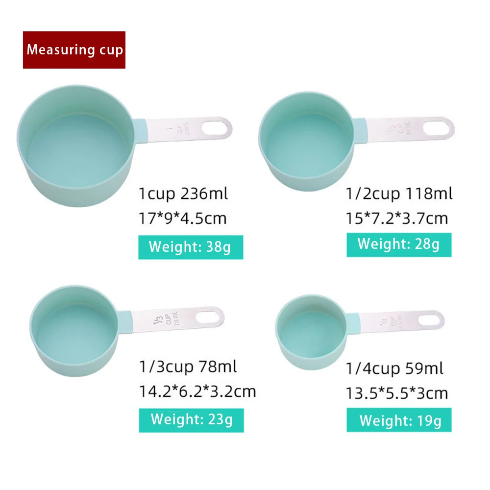 

4pcs/8pcs Set Multi Purpose Spoons/Cup Flour Measuring Tools Baking Accessories Stainless Steel/Plastic Handle Kitchen Gadgets
