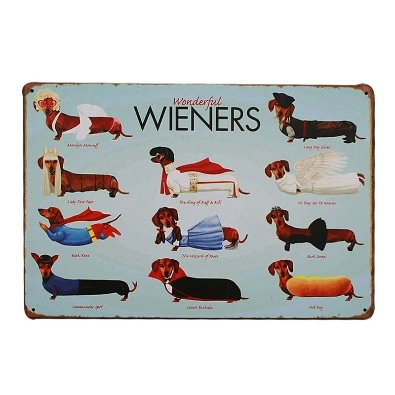 

Wonderful Wieners Retro Metal Tin Sign Poster Home Garage Plate Cafe Pub Motel Art Wall Decor