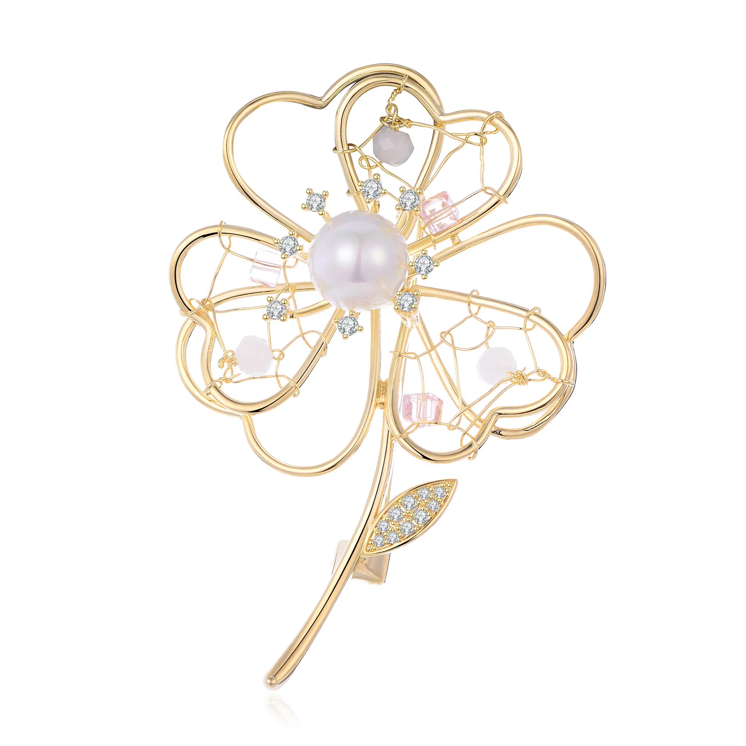 Женская Медная брошь в форме сердца с бусинами из циркона|Броши| |