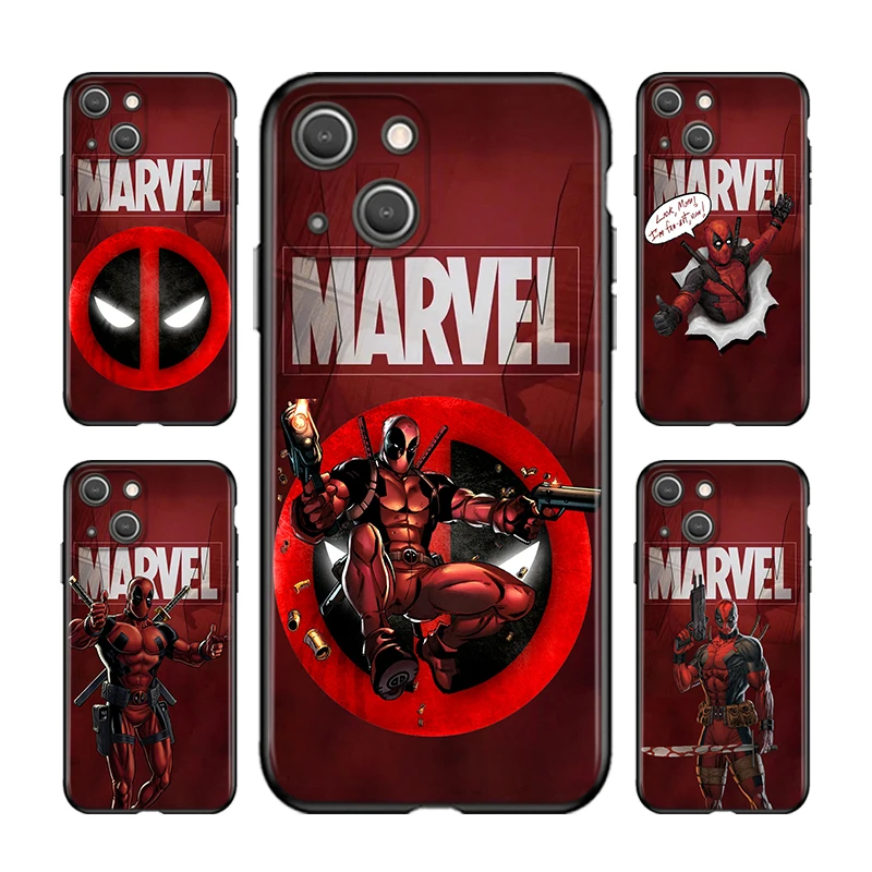 

MARVEL Cool Deadpool For Apple iPhone 13 12 11 mini 8 7 6S 6 5 5S XS XR X SE 2020 Pro Max Plus Black Soft Phone Case