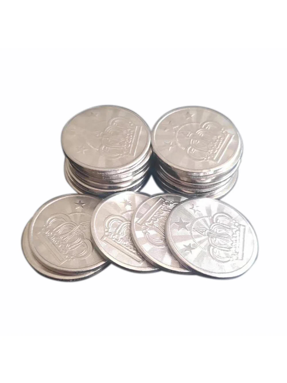 

500pcs 25*1.85mm Stainless Steel Tokens Arcade Game Token Coin Pentagram Crown Tokens