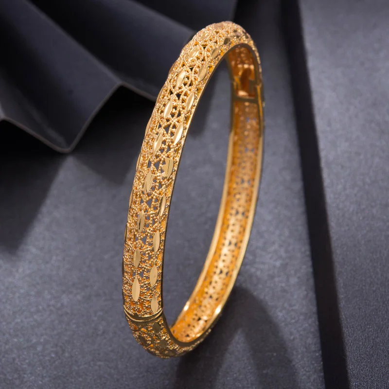 

Wando 1Pcs/lot Top Quality Dubai Gold Color Bangles For Women Vintage Bride Wedding Bracelet Bangles Africa Arab Jewelry