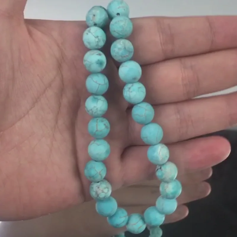 

Beads Popular Jewelry Accessories Making DIY Round Blue Turquoises Stone Jade For Women Necklace Bracelet Gift Abalorios Pulsera