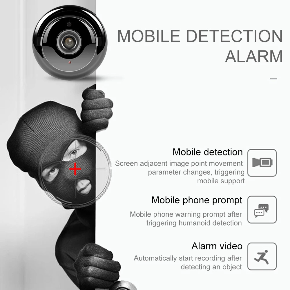 Домашняя мини-камера видеонаблюдения wifi 1080P ip-камера Беспроводная маленькая CCTV инфракрасная камера ночного видения Обнаружение движения Слот для sd-карты аудио приложение