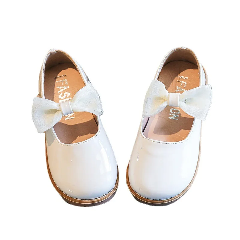 

Girls Shoes 2021 Autumn New Children Bow Sweet Princess Shoes Kids Patent Leather Non-slip Single Shoes Sweet Cute for Wedding