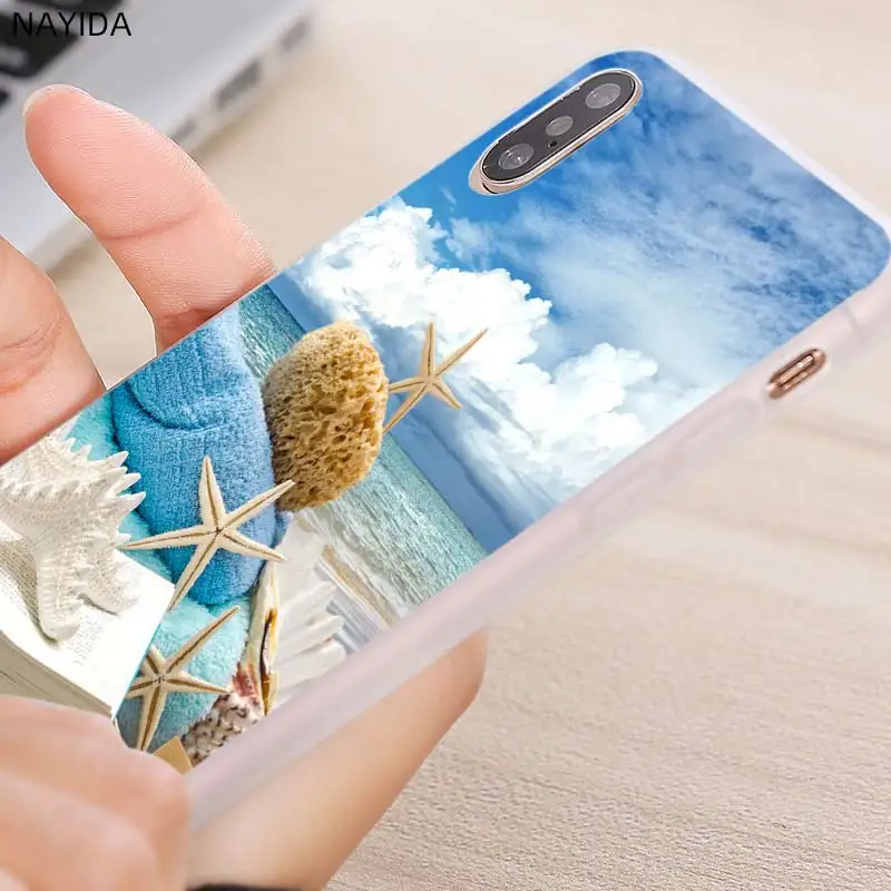 Мягкий чехол для Huawei Honor 30 20 Pro 10 9 Lite 30s 10i 9a 8a 7a X10 8x с синими деревянными ракушками и
