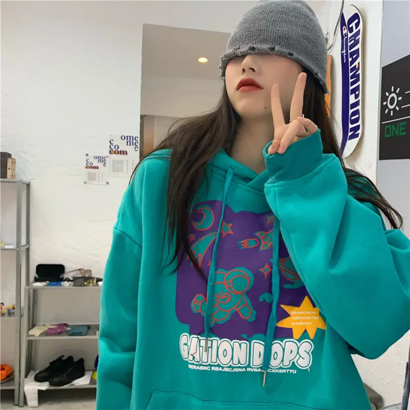 

Осенне-зимняя женская одежда большого размера, толстовки в стиле Харадзюку, бархатная Толстовка большого размера, пуловеры в Корейском сти...