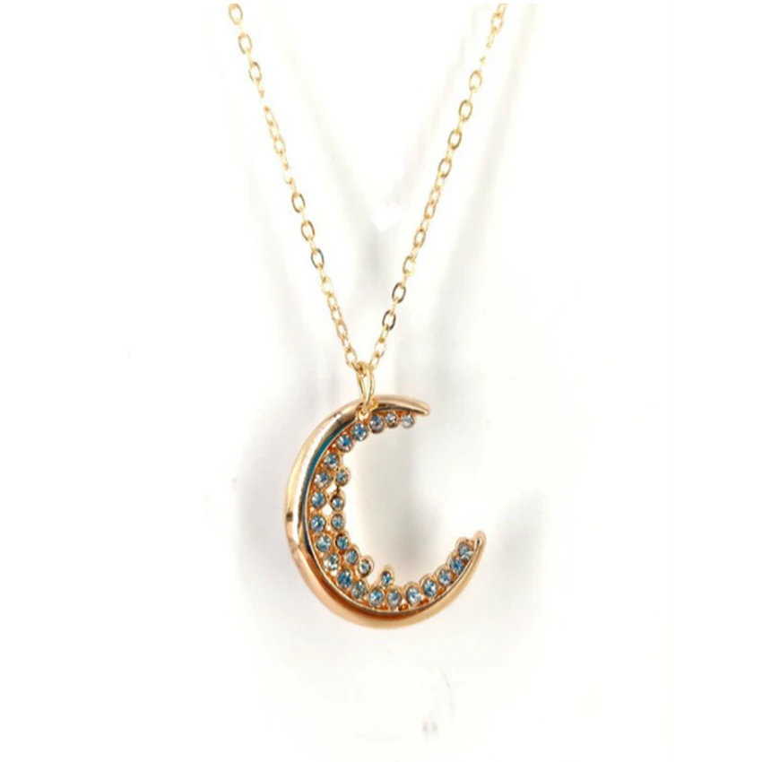 Женская подвеска в форме полумесяца Kinitial ожерелье с кристаллами из циркония