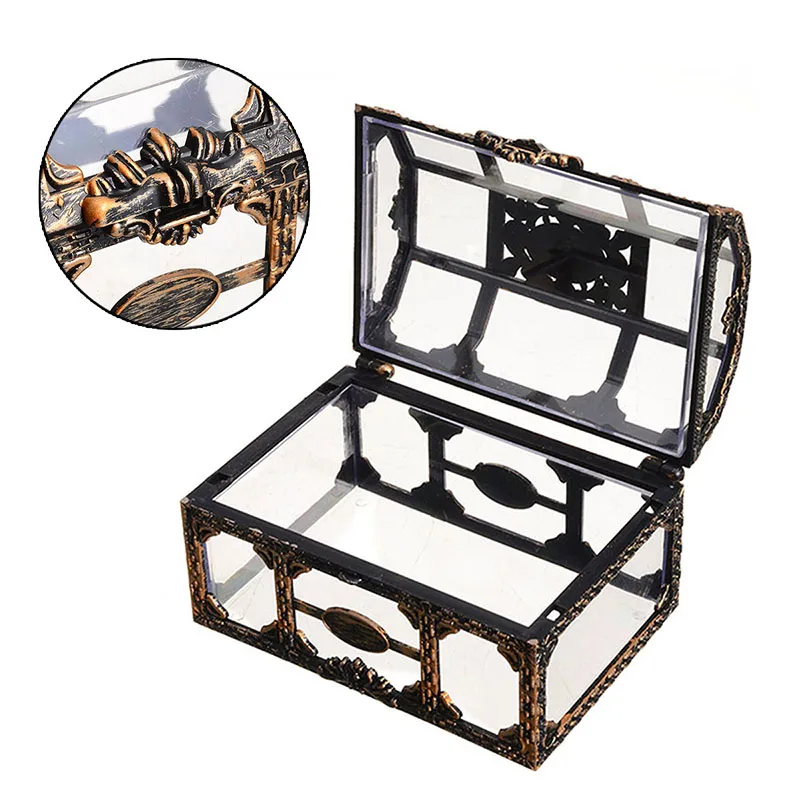 Прозрачная пластиковая шкатулка для хранения ювелирных изделий в винтажном