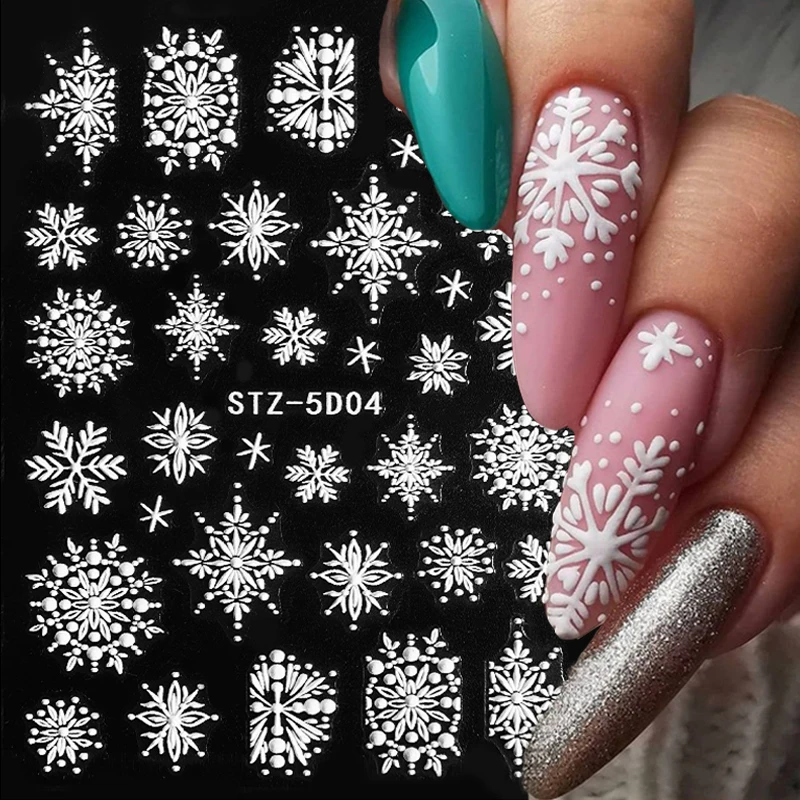 Самоклеящиеся наклейки для ногтей с изображением снежинок и белых | Красота