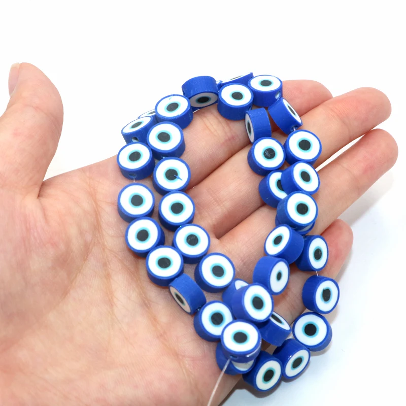 40 шт./лот 10 мм синие глаза круглые глиняные полимерные бусины для изготовления