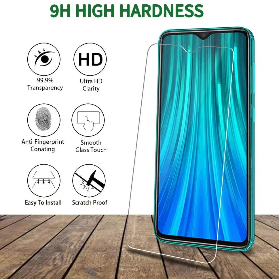 

4PCS Tempered Glass For Xiaomi Redmi Note 8 Pro 8T Screen Protector On Redmi note 7 pro 5 Protective Film On Redmi Note 9 Pro 9S