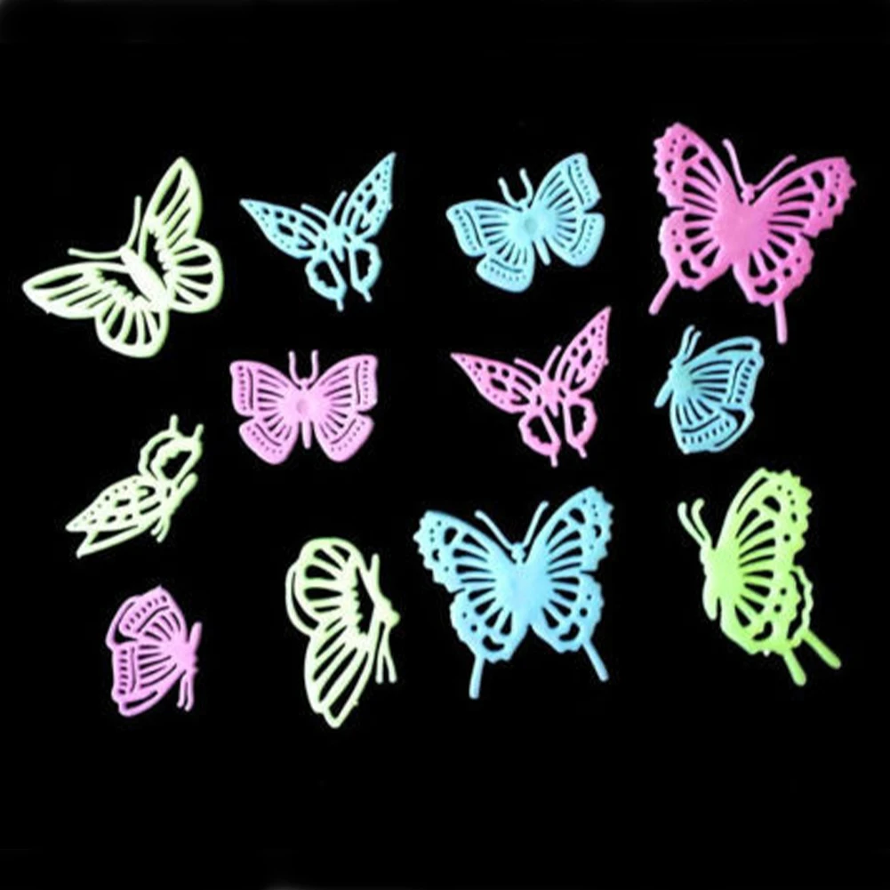 24 шт./пакет бабочки светящиеся наклейки стерео 3D флуоресцентный Красивые милые