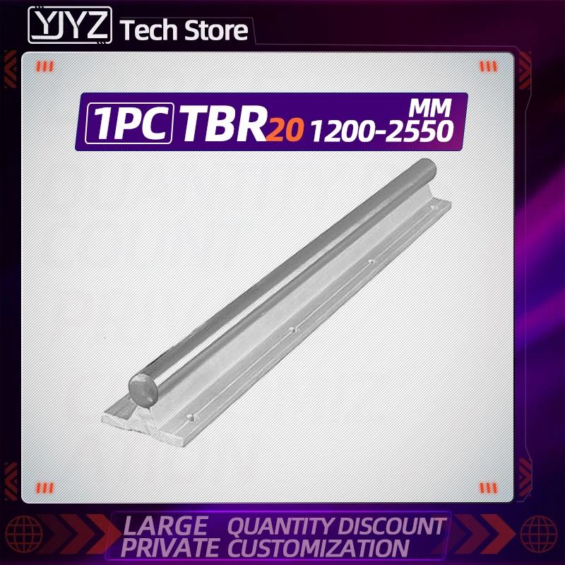 

TBR20 linear guide rail: 1pcs TBR20 - 1200 1250 1300 1350 1400 1450 1500-2550mm linear rail for 3D printer CNC