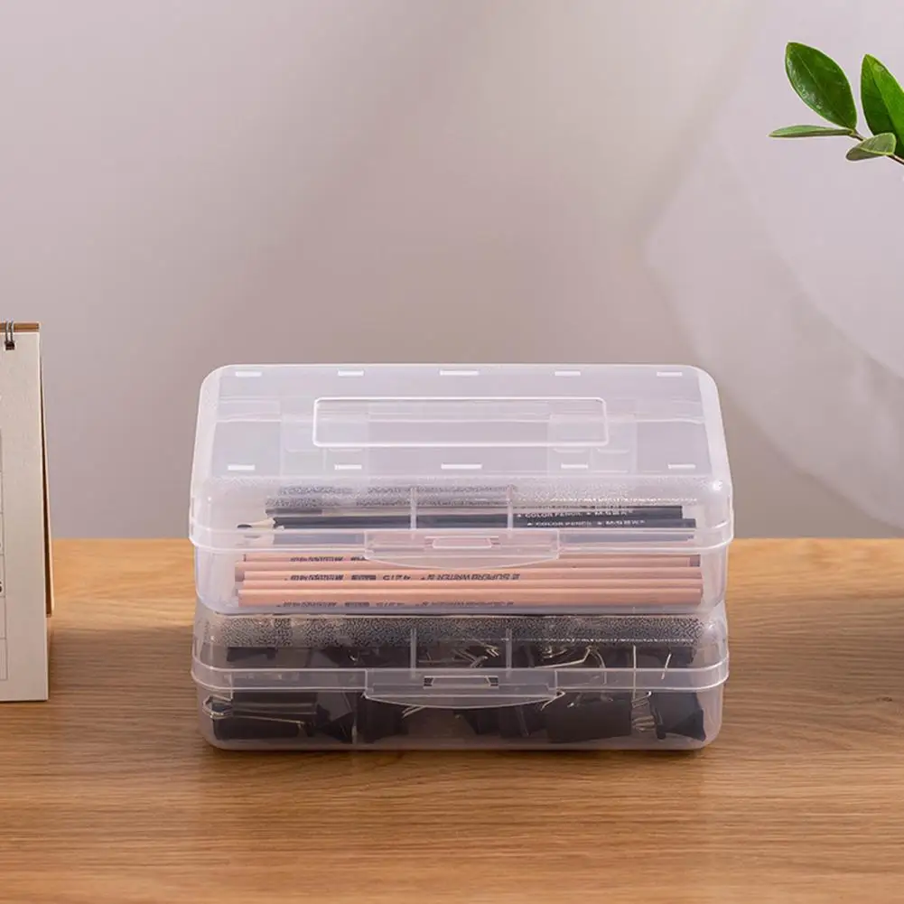 Plastic Transparent Pencil Case Stationery Box Large Capacity Stackable Design Sketch Art Student Simple for School | Канцтовары для
