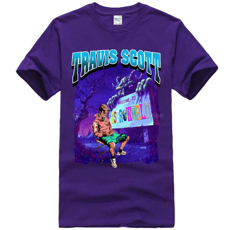 Men purple Трэвиса Скотта Astroworld, футболка, размер, подарок, принт, мужская, черная, классная, повседневная, прайд, футболка, мужская, унисекс, новая, модная футболка - Цвет: Men purple