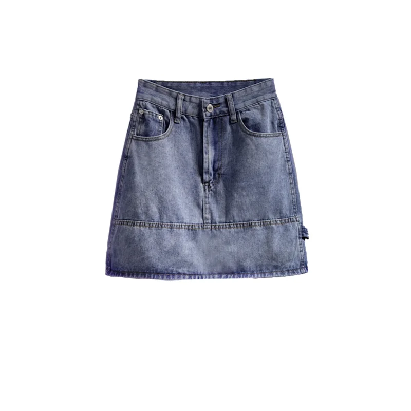 

Varofi Female spring and summer new half-skirt round buttock one-step skirt big size high waist show thin denim skirt