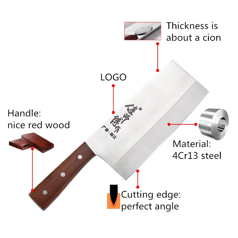 

GTJ Stainless Steel Kitchen Household Meat Cutter Slicing Fish Sashimi Multifunctional Chef Knives Cleaver Cut Vegetable Tool