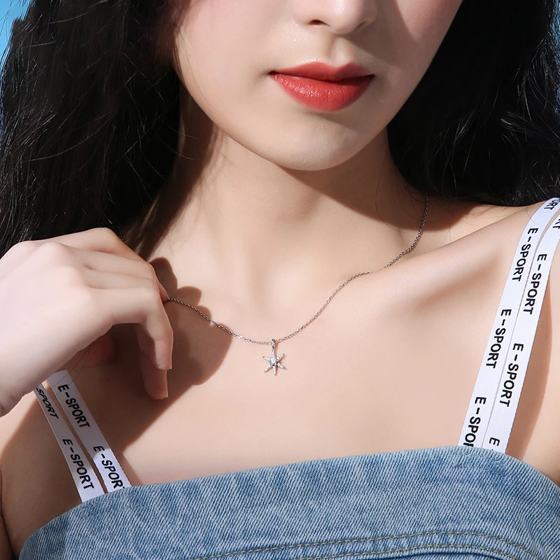 Модная подвеска на цепочке ожерелье в виде кленового листа Форма Сияющий Циркон